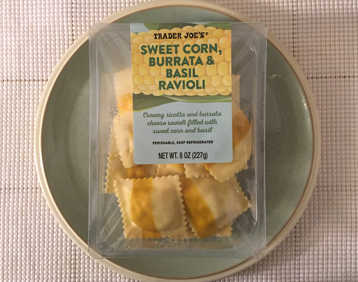 Trader Joe's Sweet Corn, Burrata & Basil Ravioli Review Freezer Meal
