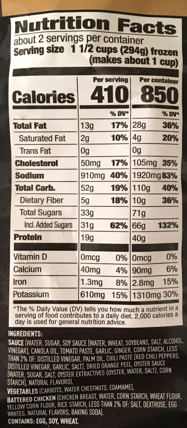 Pf Chang S Nutrition Chart