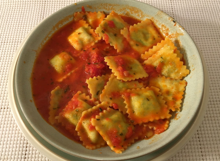 Trader Joe's Ricotta & Spinach Filled Ravioli with Tomato Basil Sauce
