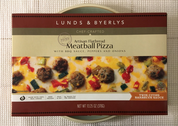 Lunds & Byerlys Artisan Flatbread Meatball Pizza with BBQ Sauce, Peppers and Onions