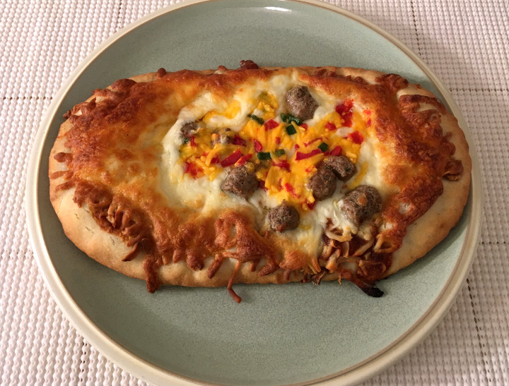 Lunds & Byerlys Artisan Flatbread Meatball Pizza with BBQ Sauce, Peppers and Onions