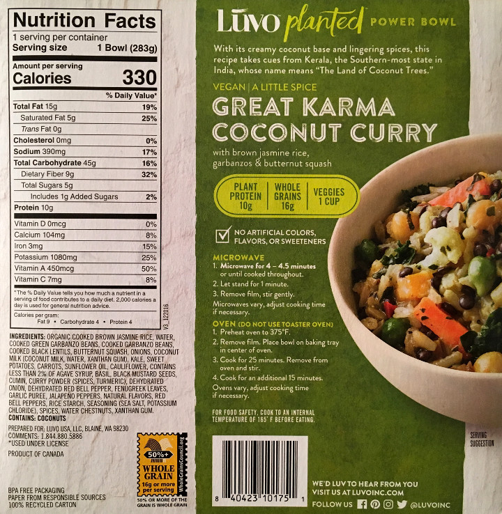 Luvo Great Karma Coconut Curry Power Bowl
