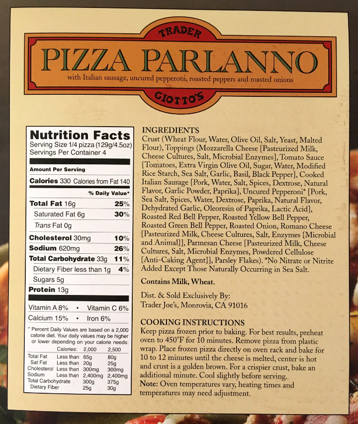 Trader Joe's Pizza Parlanno