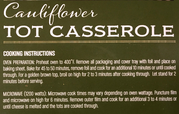 Trader Joe's Cauliflower Tot Casserole
