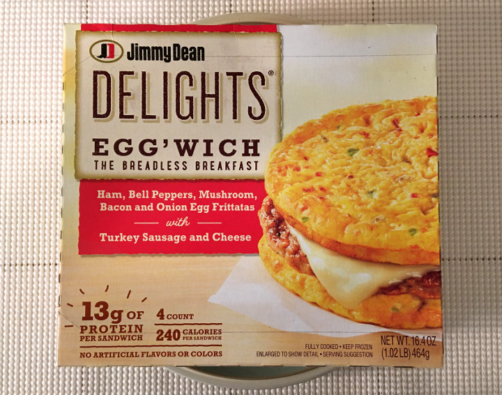 Jimmy Dean Delights: Ham, Bell Peppers, Bacon and Onion Egg Frittatas with Turkey Sausage and Cheese Egg'wich