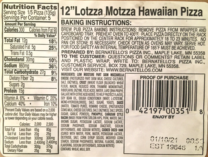Lotzza Motzza Hawaiian Pizza