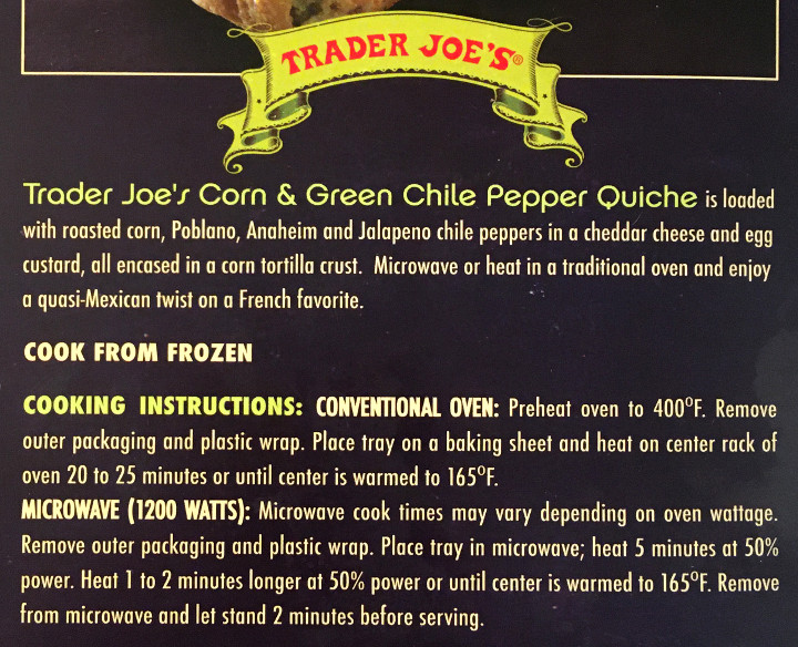 Trader Joe's Corn & Green Chile Pepper Quiche