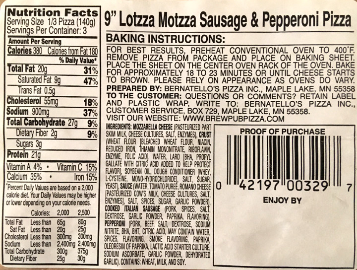 Lotzza Motzza Sausage & Pepperoni Micro Brew Pizza