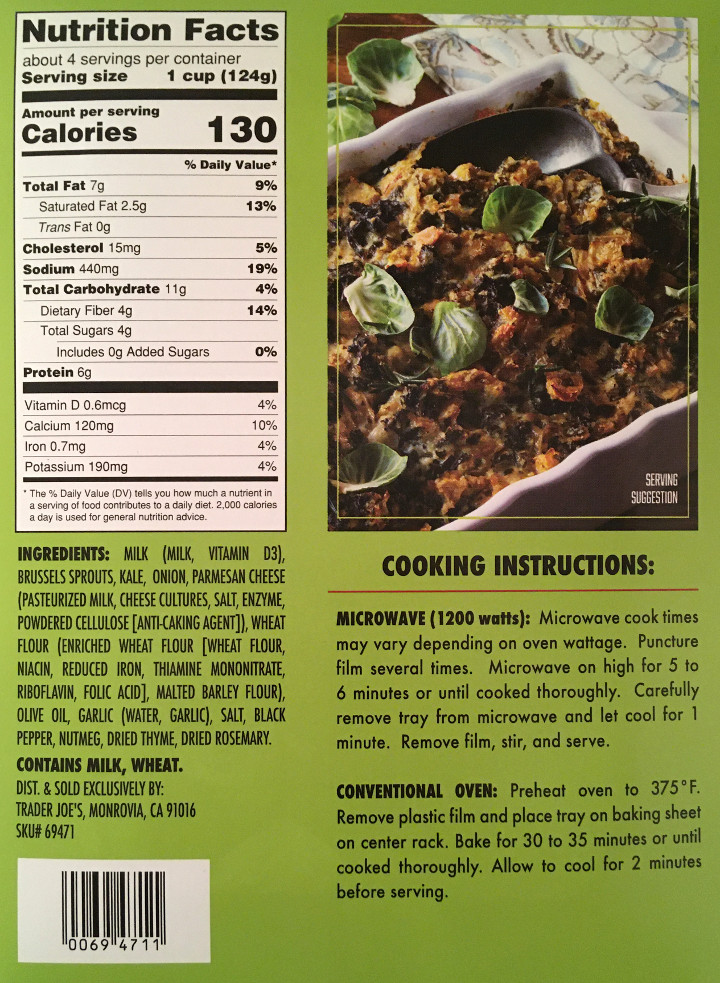 Trader Joe's Creamed Greens with Brussels Sprouts, Kale & Parmesan Cheese