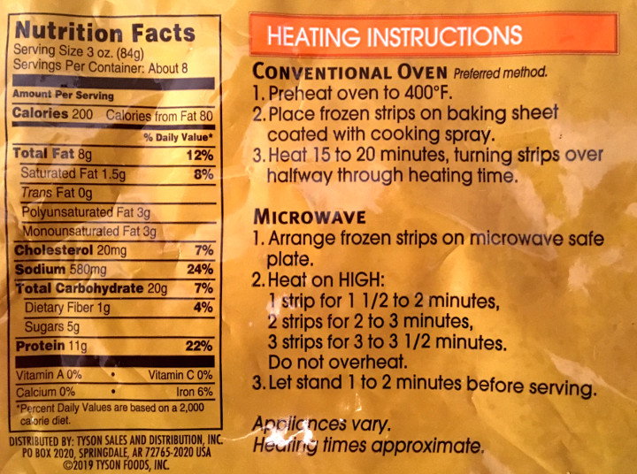 Tyson Fully Cooked Honey BBQ Flavored Chicken Strips Review – Freezer