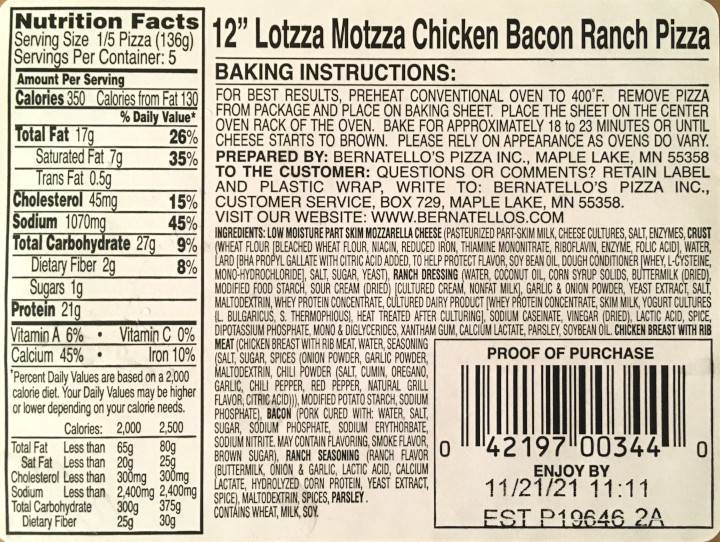 Lotzza Motzza Chicken Bacon Ranch Pizza