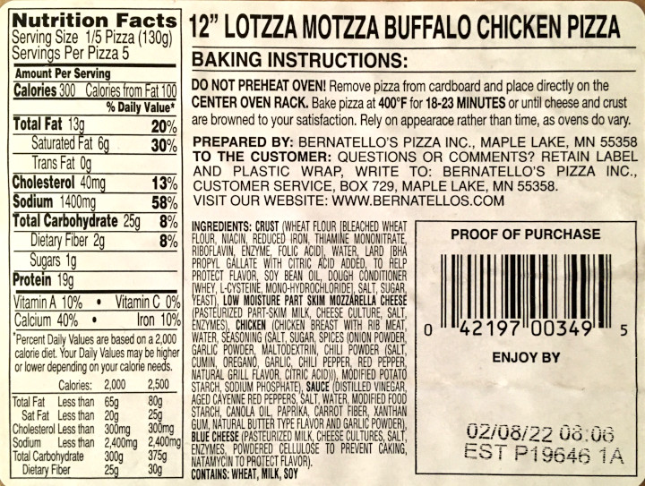 Lotzza Motzza Buffalo Style Chicken Pizza