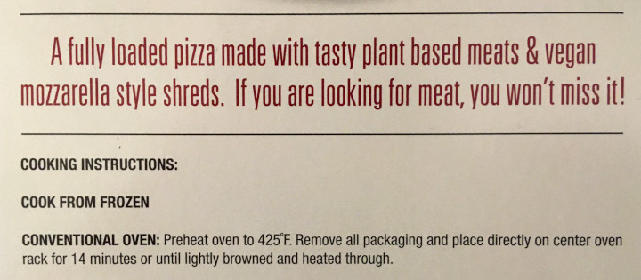 Trader Joe's Vegan Meatless Meat Eater's Pizza 